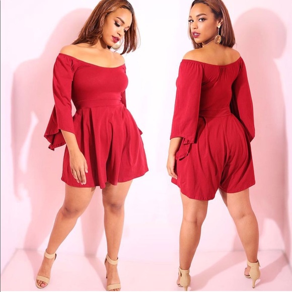 Dresses & Skirts - Plus Size Bell Sleeves Jumper (Burgundy)